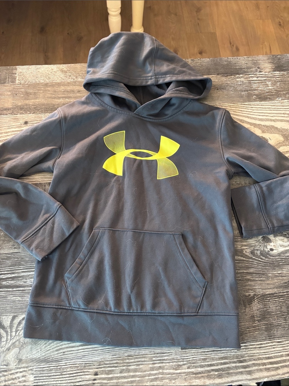 Under Armour Kids Dark Gray Hoodie with Yellow Logo